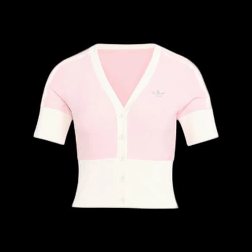Adidas Originals Shirts Women's Light Pink/White V Neck Moderate