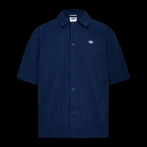 Adidas Originals Shirts Men's Dark Indigo/Uniform Blue Lapel Moderate