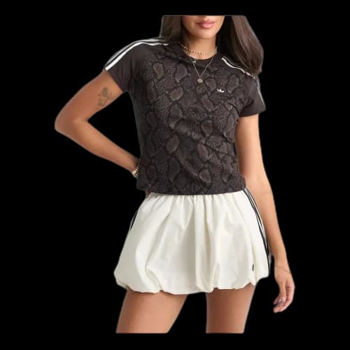 adidas Snake Print Cali T-Shirt Asia Sizing 'Earth Strata Aurora Coffee' (Women's)