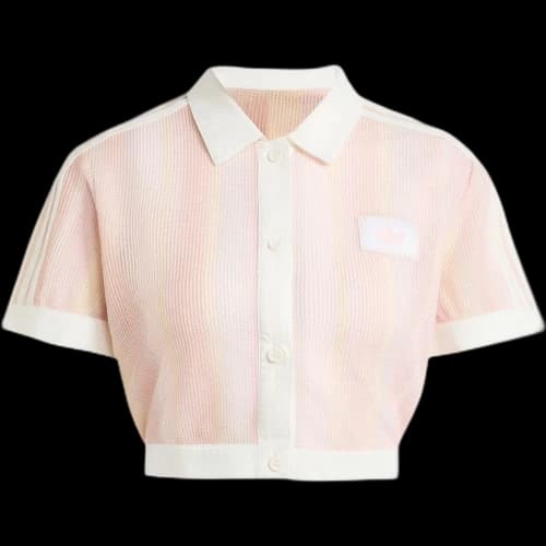 adidas Summer Glow Striped Cropped Polo Asia Sizing 'Sandy Pink' (Women's)