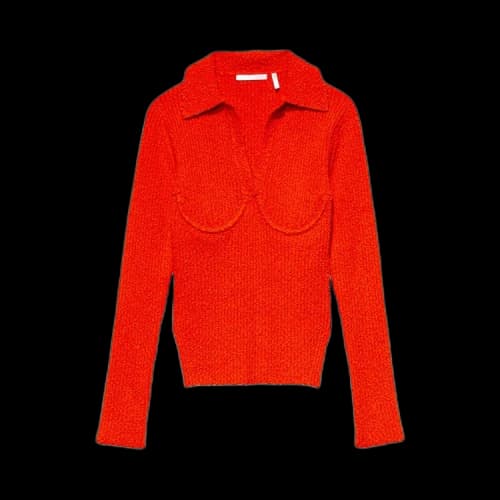 Helmut Lang Slubbed Knit Polo 'Flare'