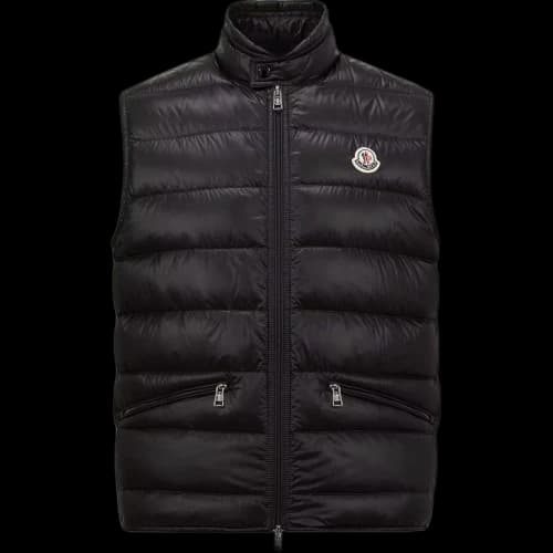 Moncler Gui Zipper Slim Fit Vest Black