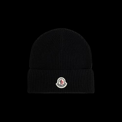 Moncler Iconic Circular Logo Ribbed Hat 'Black'