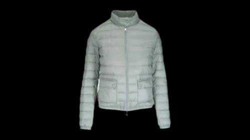 Moncler Women's Lans Zipper Stand Collar Jacket Grey
