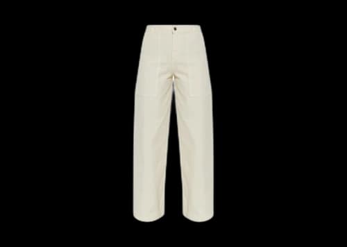Moncler Button Zipper Closure Straight Leg Trousers Light Beige