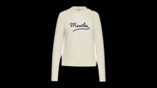 Moncler Women's Crewneck Long Sleeve Top Silk White