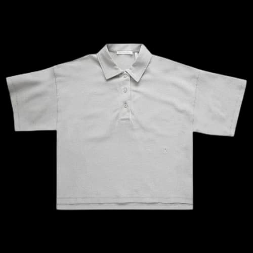 Helmut Lang Crop Waffle Polo 'Iceberg'