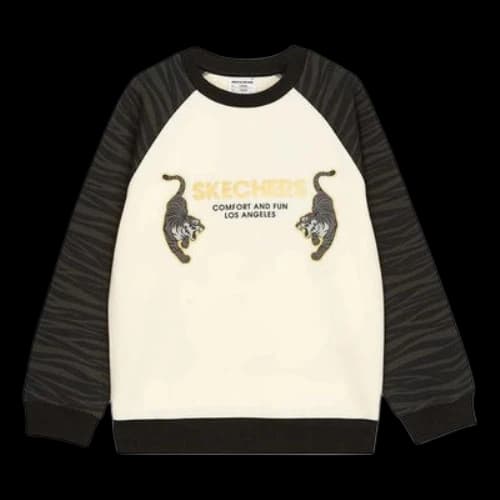 (GS) Skechers Tiger Graphic Round Neck Sweatshirt 'White Black'