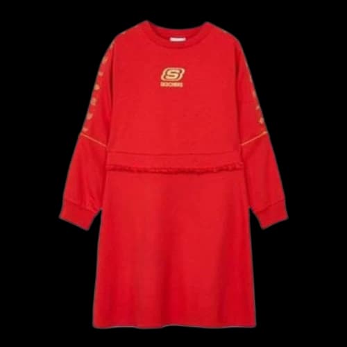 (GS) Skechers CNY Series Letter Printed Crew Dress 'Red'