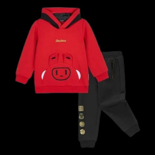 (GS) Skechers CNY Series Sport Suit 'Red Black'