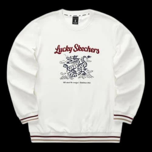 Skechers CNY Series Dragon Graphic Crew Sweatshirt 'White Black Red'