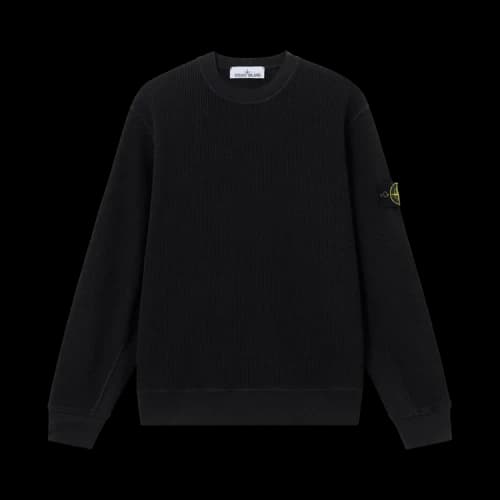 Stone Island Organic Cotton Waffle Fleece Sweatshirt 'Black'