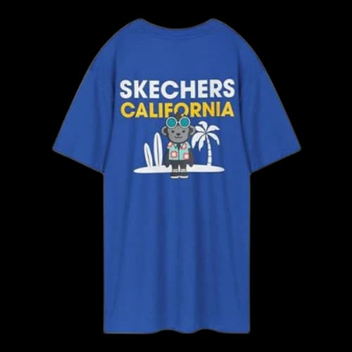 Skechers Knit Printing Short Sleeve Blue T-Shirt