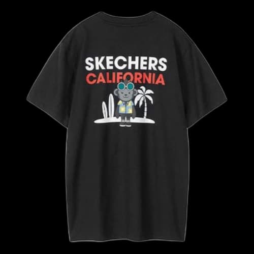 Skechers Knit Printing Short Sleeve Couple Style Black