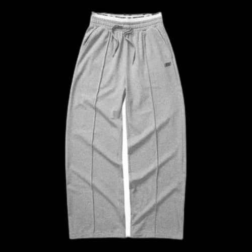 Skechers Elastic Waist Straight Wide-Leg Casual Pants 'Grey Black' (Women's)