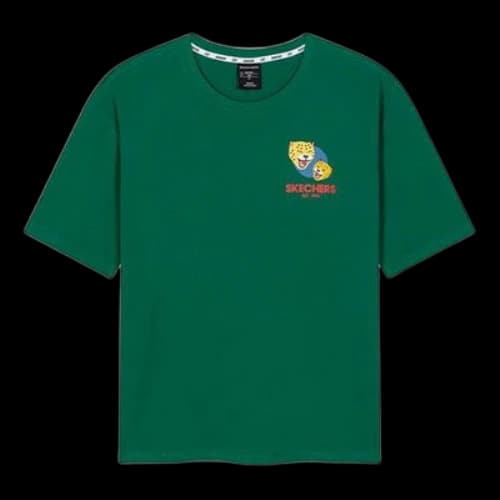 Skechers Pattern Printing Breathable Short Sleeve Couple Style Green
