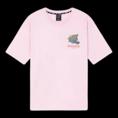 Skechers Printing Breathable Short Sleeve Unisex Pink Red