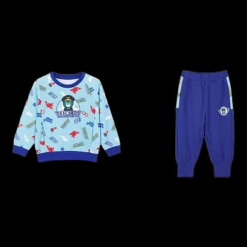 (GS) Skechers Letter Full Print Casual Set 'Blue'