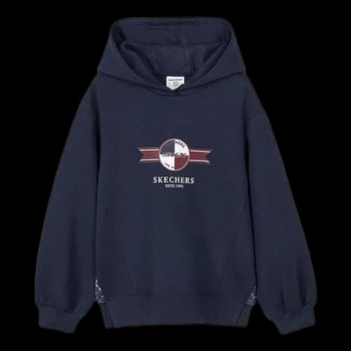 (GS) Skechers Vintage Logo Printed Graphic Hoodie 'Navy White Pink'