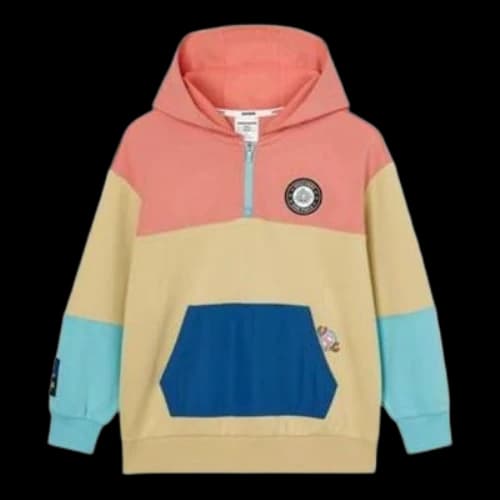 (GS) Skechers Logo Printed Half-Zip Hoodie 'Tan Blue Pink'