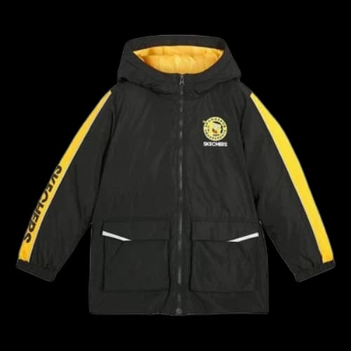 (GS) Skechers x SpongeBob SquarePants Graphic Down Jacket 'Black Yellow Pink'