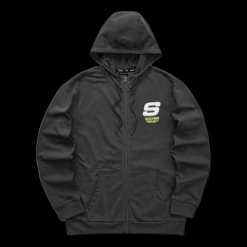 Skechers Colorful Casual Series Letter Zip-up Hooded Jacket 'Black White'