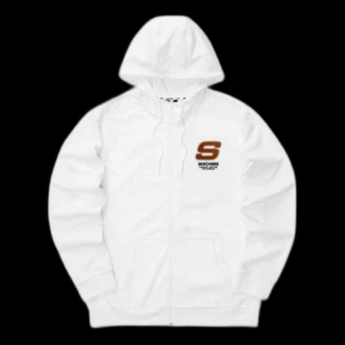 Skechers Colorful Casual Series Letter Zip-up Hooded Jacket 'White Red'