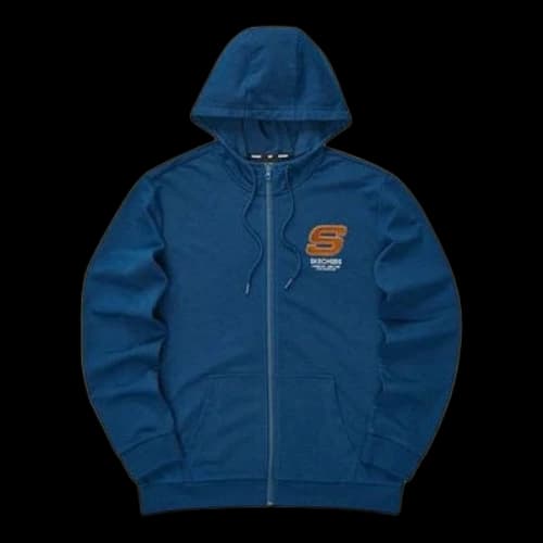Skechers Colorful Casual Series Letter Zip-up Hooded Jacket 'Blue Orange'
