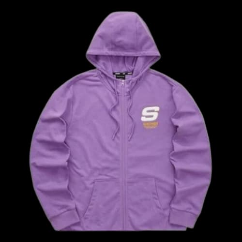 Skechers Colorful Casual Series Letter Zip-up Hooded Jacket 'Purple White'