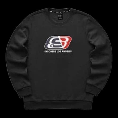 Skechers Logo Printed Crew Sweater 'Black Red'