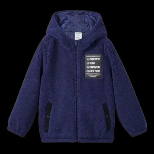 (GS) Skechers Letter Printed Zipper Fleece Thickened Jacket 'Blue Beige'