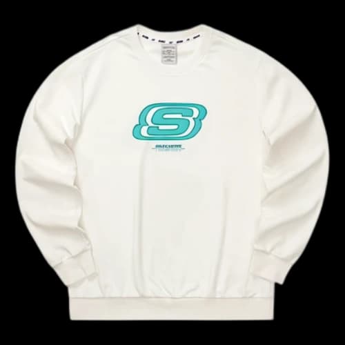 Skechers Casual Series Letter Round Neck Sweatshirt 'White Blue'