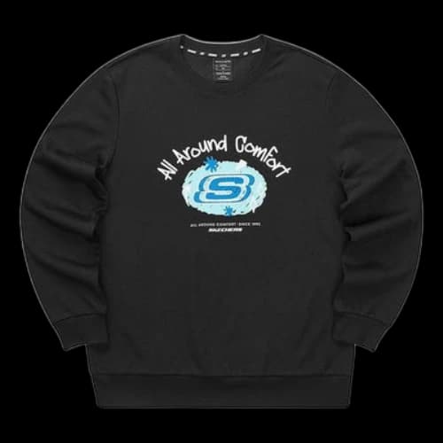 Skechers Graphic Crew Sweater 'Black White Pink Blue Grey'