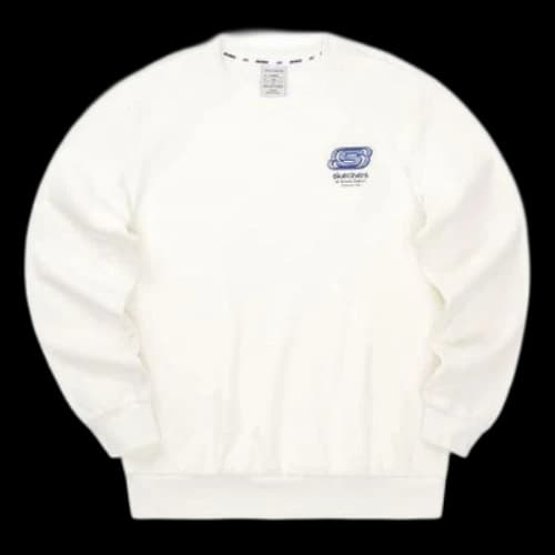 Skechers Casual Letter Printed Crew Knit Pullover Sweatshirt 'White'