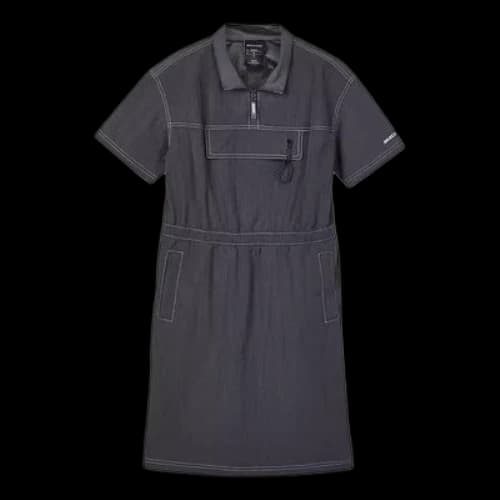 Skechers Sport Casual Solid Color Pullover Collar Short Sleeve Dress 'Black'