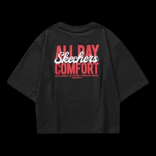 Skechers Casual Graphic Tee 'Black Red' (Women's)