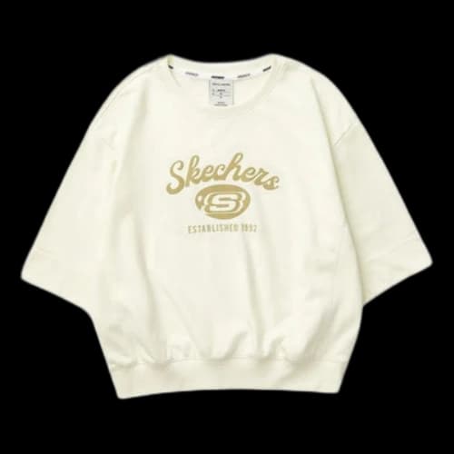 Skechers Letter Printed Round Neck Casual Sweater 'Beige' (Women's)