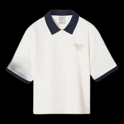 Skechers Logo Printed Polo Shirt 'White Black' (Women's)