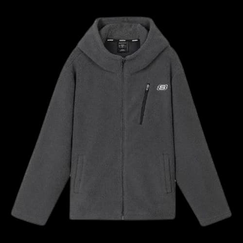 Skechers Loose Fit Warm Fleece Jacket 'Black Tan White Purple'