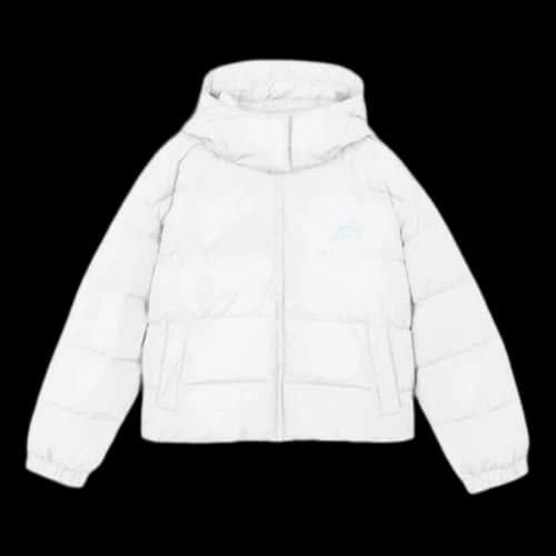 Skechers Short Warm Hooded Long Sleeve Down Jacket 'White Red' (Women's)