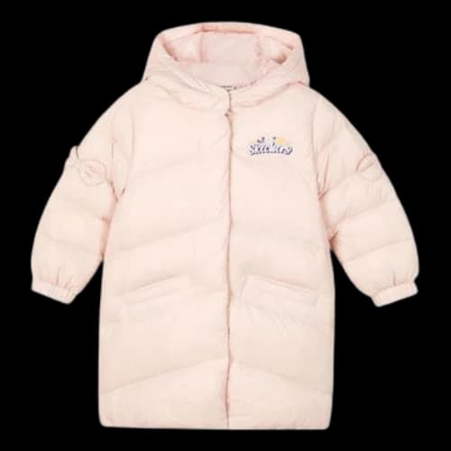 (GS) Skechers Logo Printed Bow Decoration Long Down Jacket 'Pink Blue Purple'