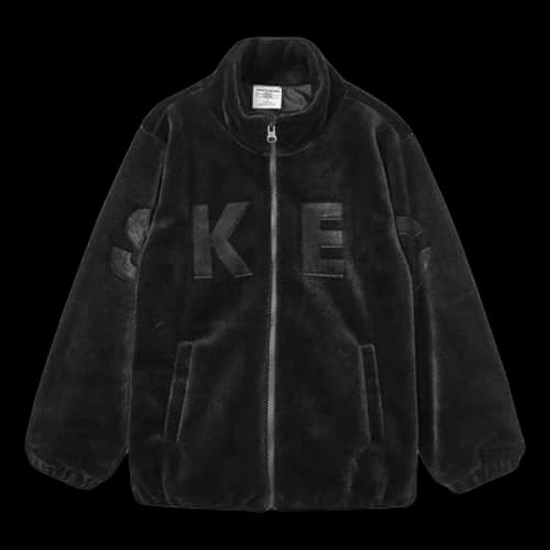 (GS) Skechers Letter Patch Label Fleece-lined Thickened Jacket 'Black'
