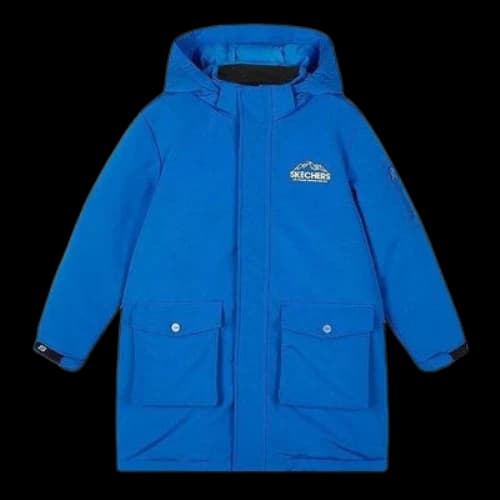 (GS) Skechers Casual Long Down Jacket 'Blue'