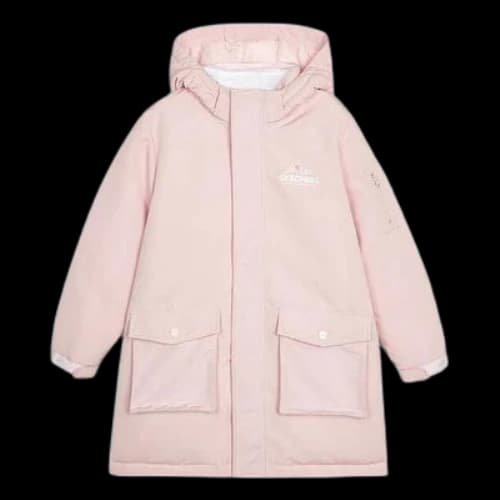 (GS) Skechers Letter Printed Long Down Jacket 'Pink'