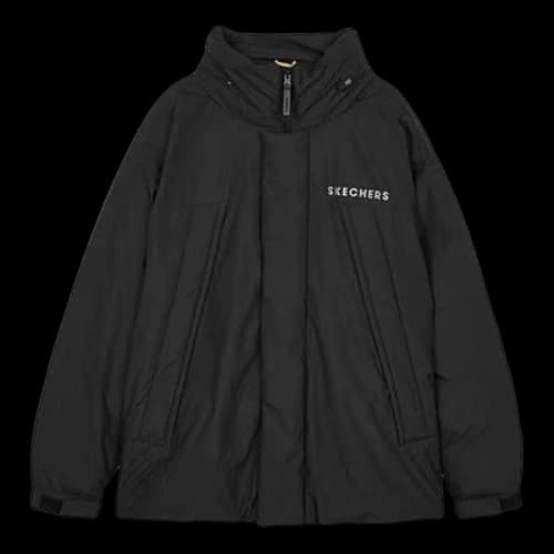 Skechers Zip-up Solid Color Hooded Down Jacket 'Black Grey White'