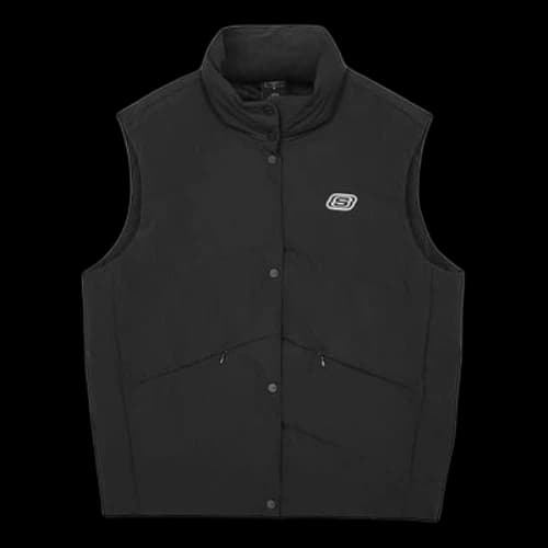 Skechers Letter Printed Down Vest 'Black Purple Pink' (Women's)