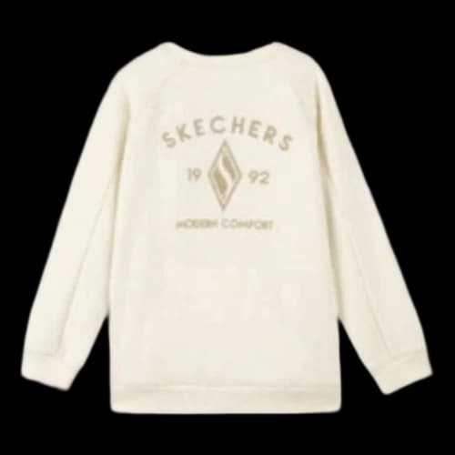 (GS) Skechers Round Neck Fleece-lined Thick Pullover Sweatshirt 'White'