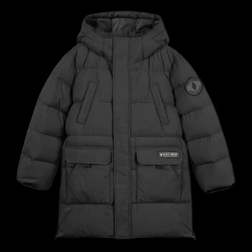(GS) Skechers Casual Long Down Jacket 'Black Teal'