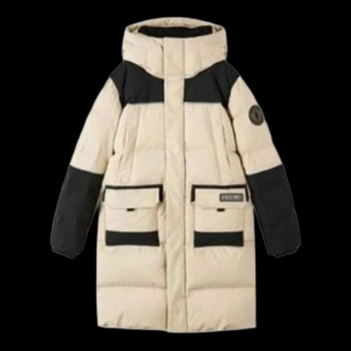 (GS) Skechers Hooded Long Down Jacket 'Beige Black'