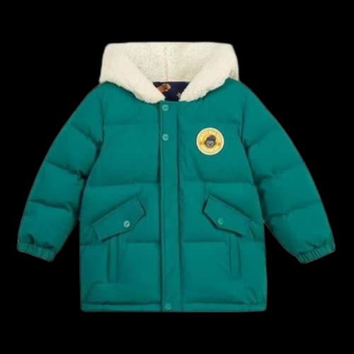 (GS) Skechers Graphic Hooded Zip-up Down Jacket 'Green White Navy'